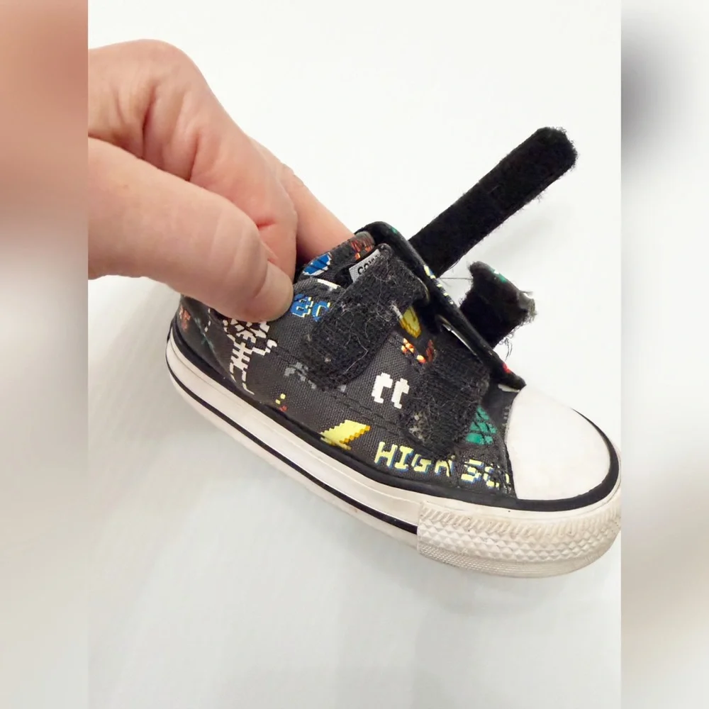 Converse Video Game Print Velcro Sneakers Shoes - 5